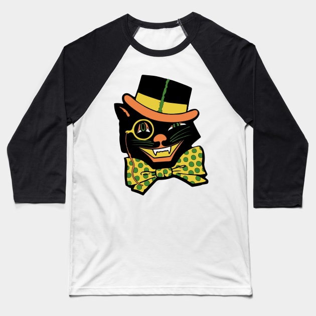 Top Hat Cat Shirt Baseball T-Shirt by SpaceWasteATL